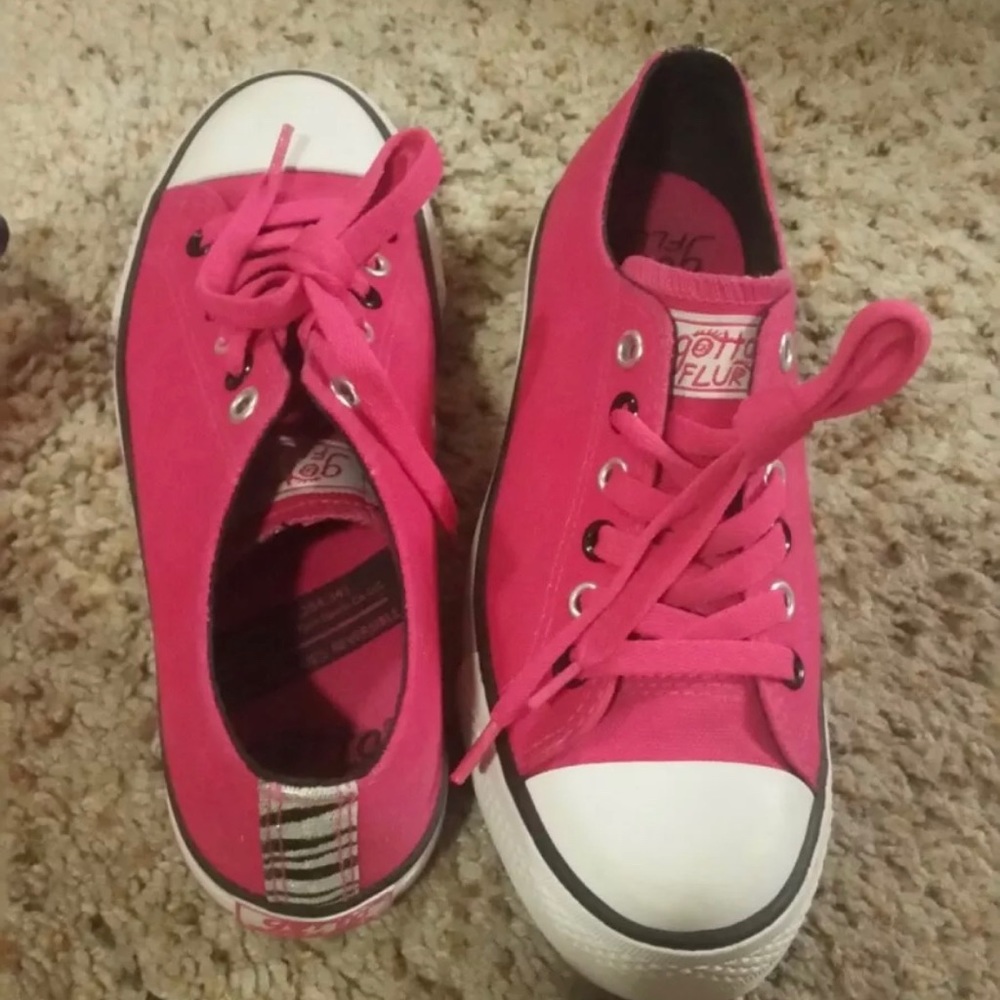 Girls Gotta Flurt Pink Low Top Zebra Sneaker